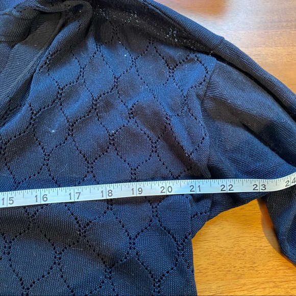 Donna Mizar Navy Blue Perforated Cardigan Sweater - Picture 7 of 8